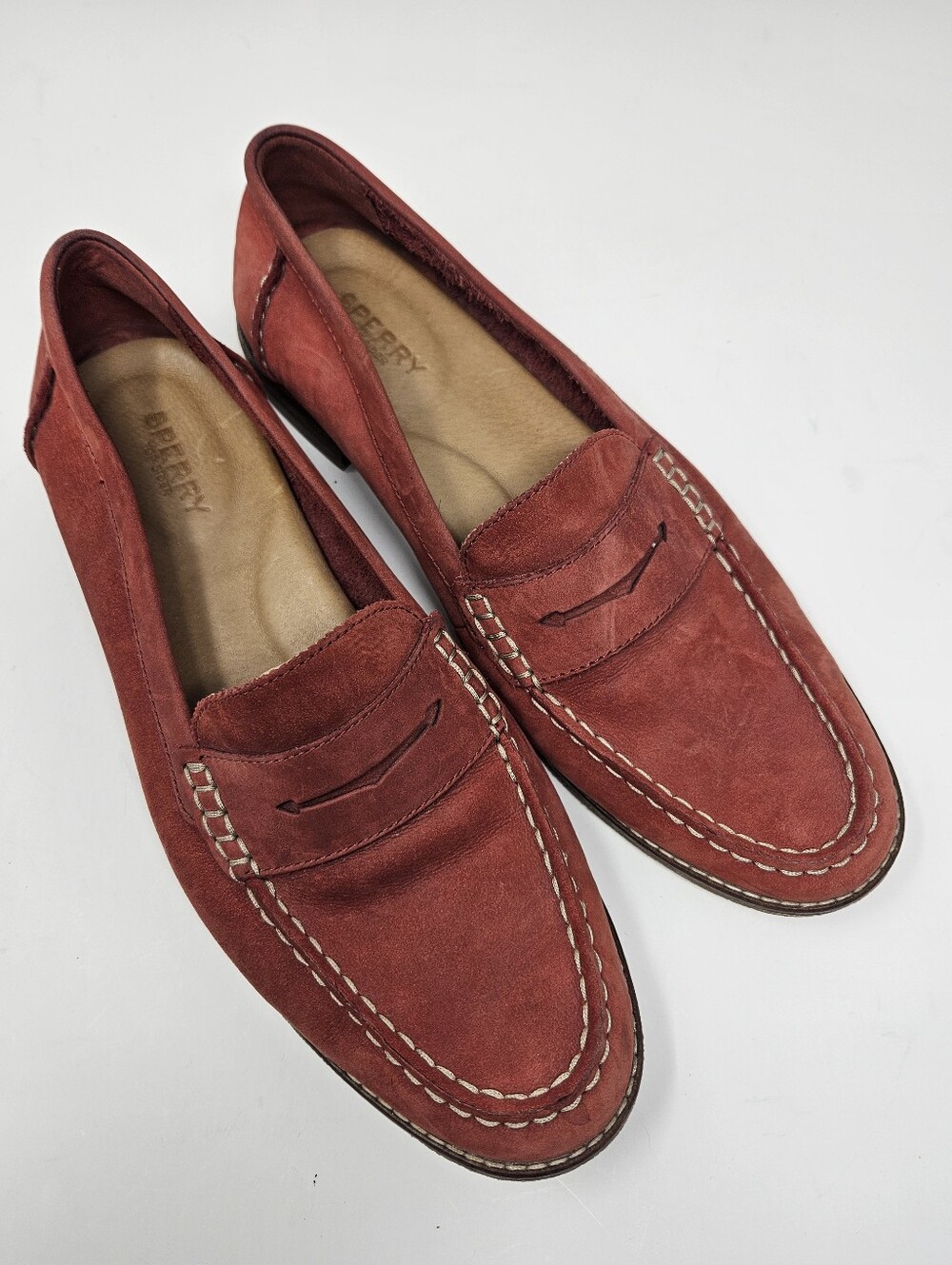 Sperry Rust Red Suede Penny Loafers